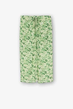 Falda Midi Estampada Con Frunces