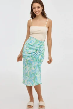 Falda Midi Frunce Print Psicod