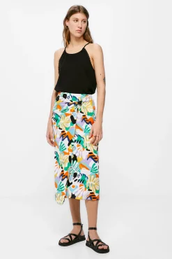 Falda Midi Nudo Estampada