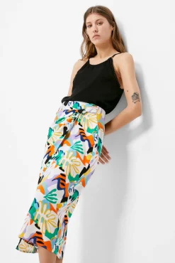 Falda Midi Nudo Estampada