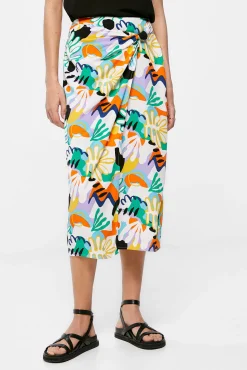 Falda Midi Nudo Estampada