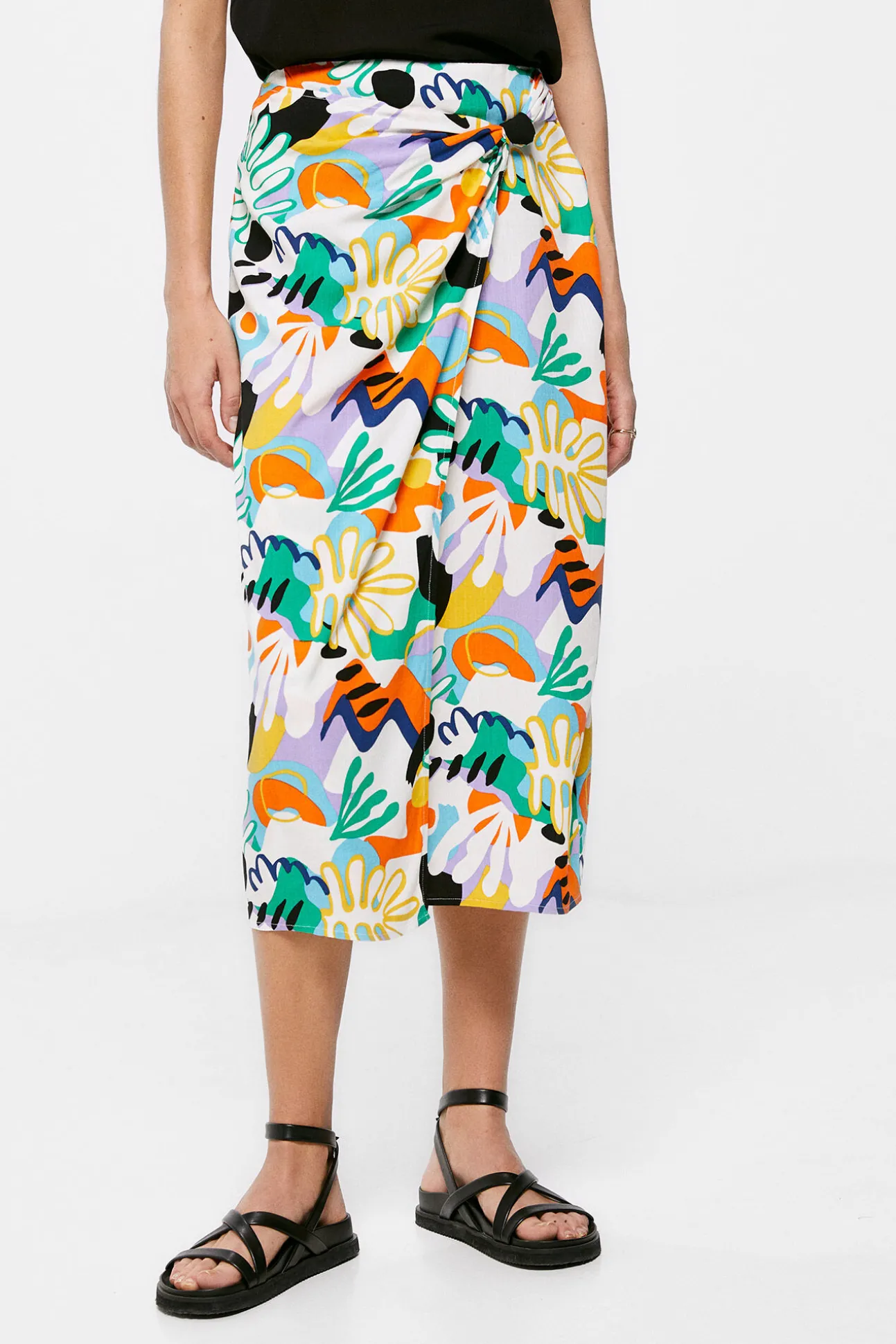 Falda Midi Nudo Estampada