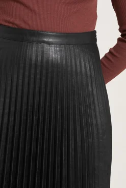 Falda Midi Plisada De Polipiel