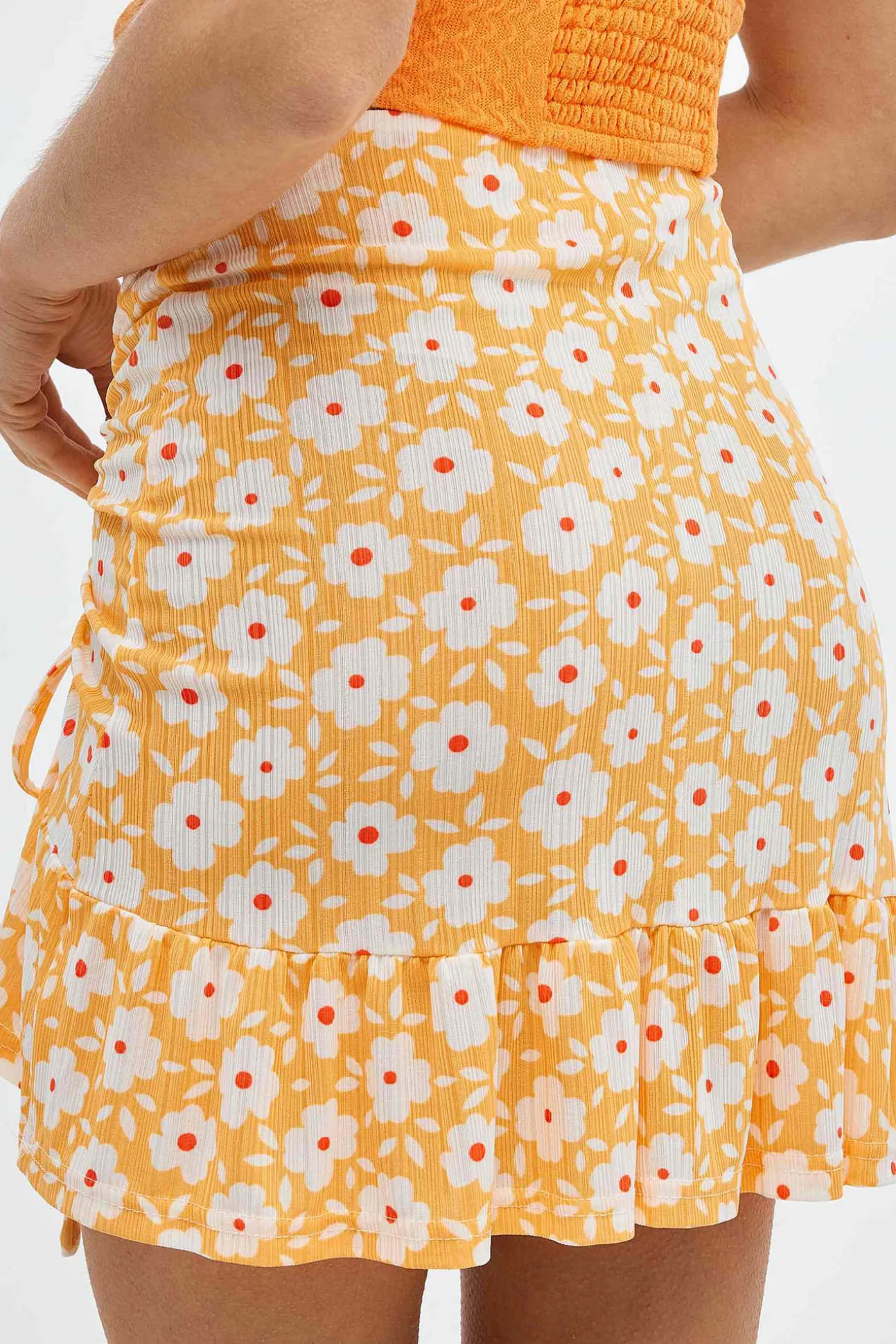 Falda Mini Fruncido Volante