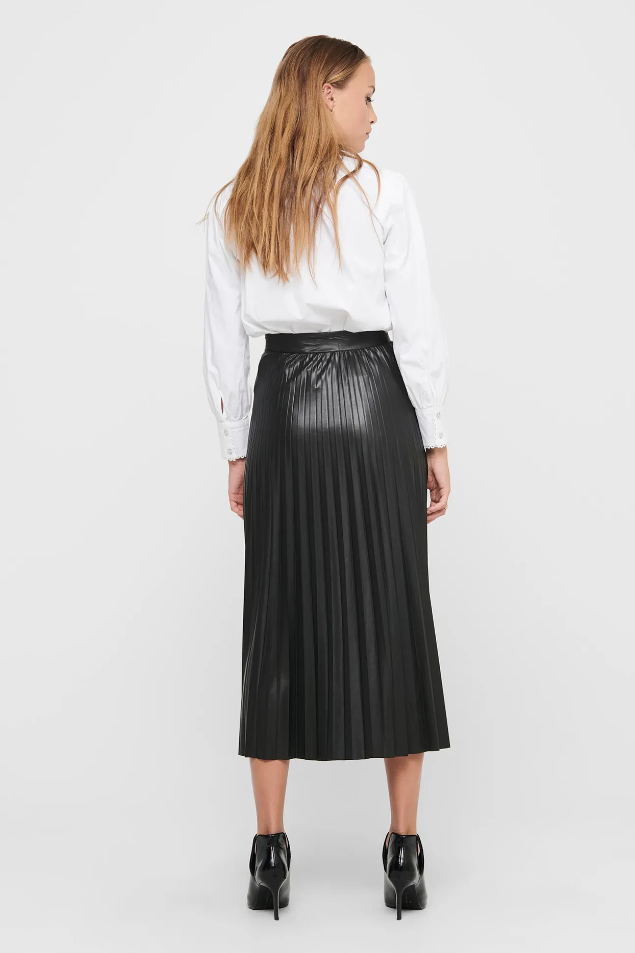 Falda Plisada Midi Polipiel