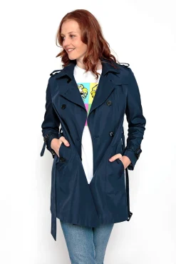 Gabardina Abotonada Con Cinturon