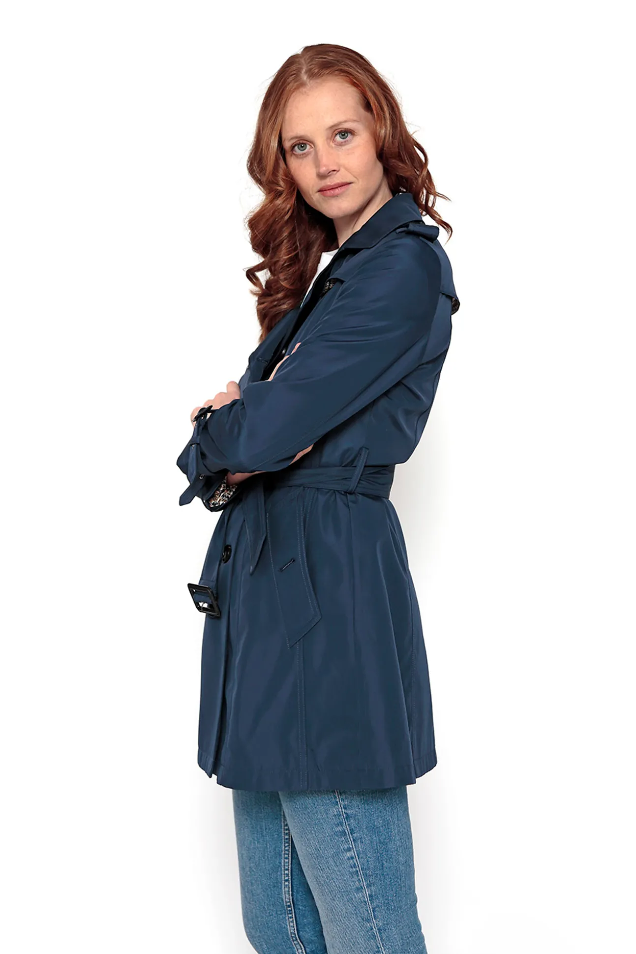 Gabardina Abotonada Con Cinturon