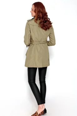 Gabardina Abotonada Con Cinturon