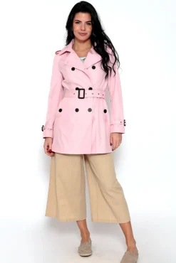 Gabardina Abotonada Con Cinturon