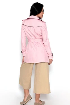 Gabardina Abotonada Con Cinturon