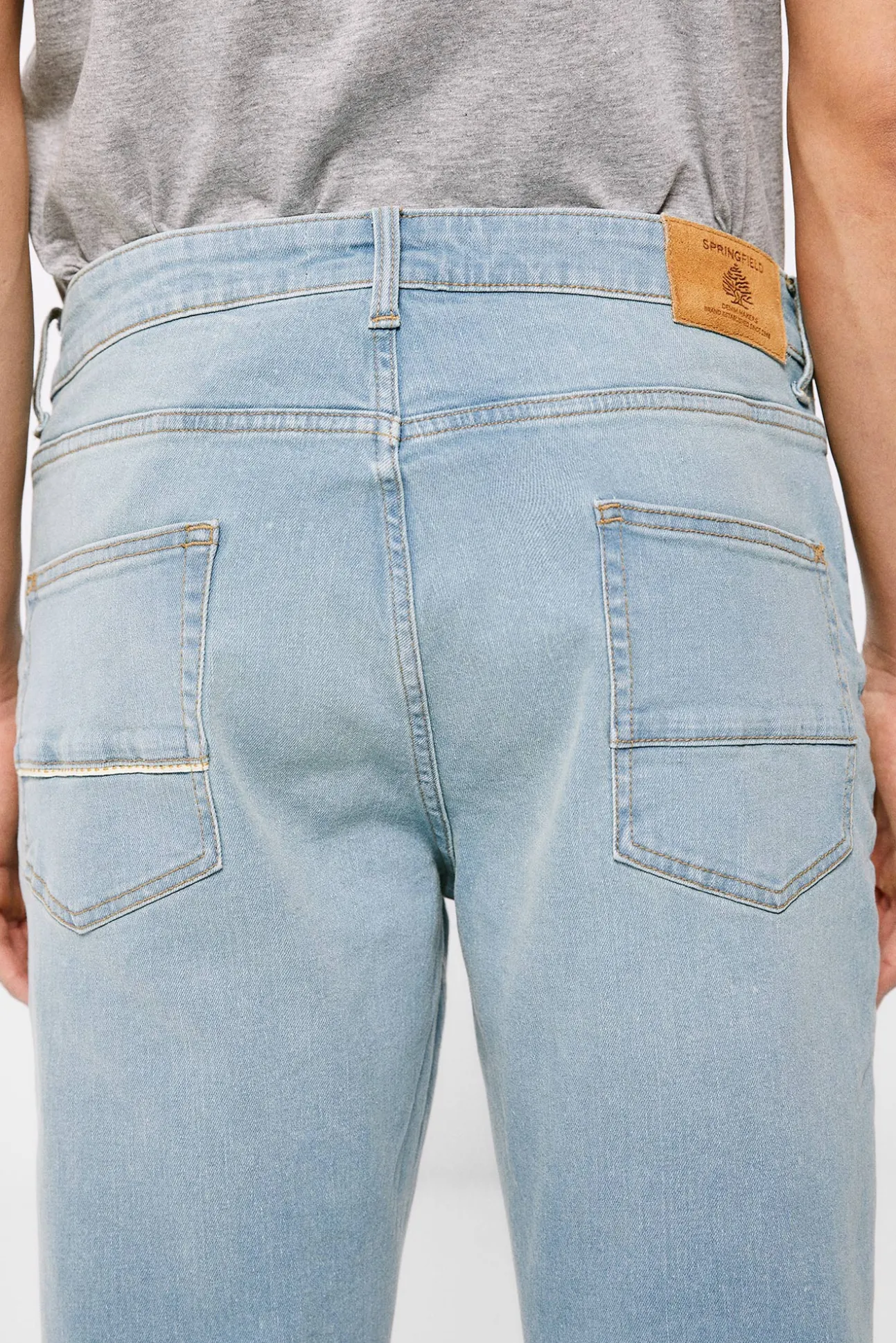 Jeans Slim Ligero Azul Verdoso Lavado Medio Claro