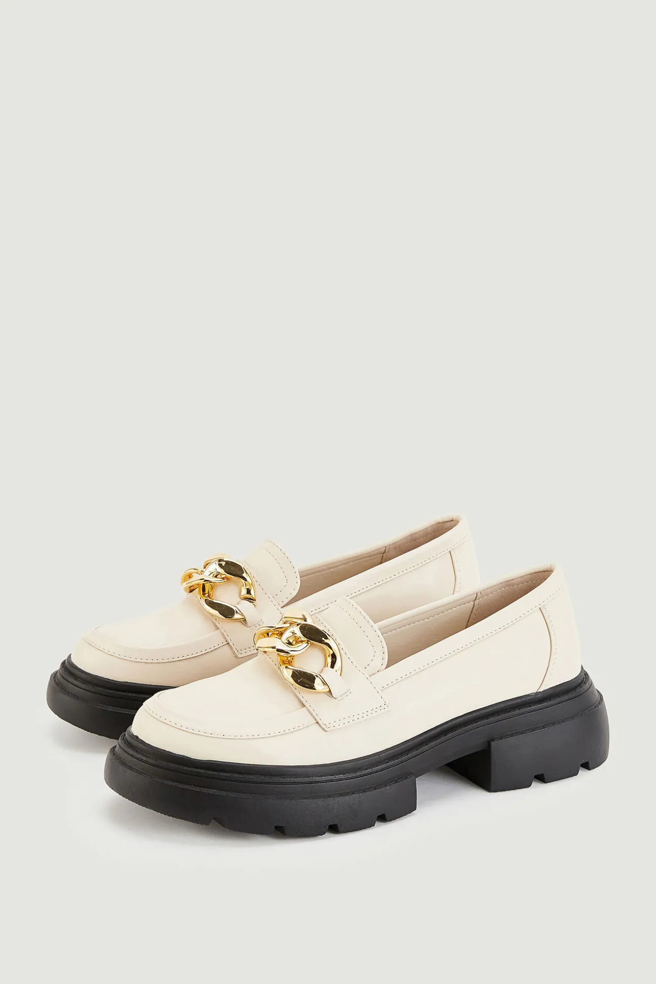 Mocasines Chunky Con Hebillas Doradas Polipiel