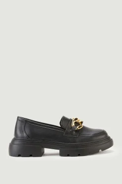 Mocasines Polipiel Chunky Con Hebillas Doradas