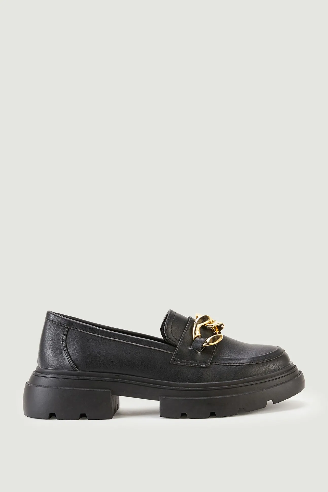 Mocasines Polipiel Chunky Con Hebillas Doradas