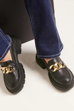 Mocasines Polipiel Chunky Con Hebillas Doradas