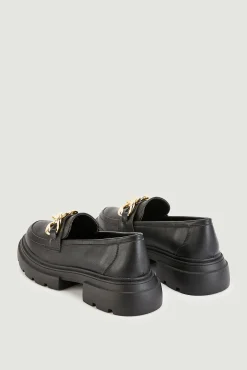 Mocasines Polipiel Chunky Con Hebillas Doradas