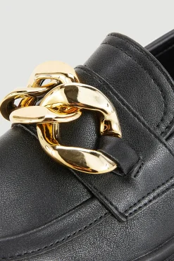 Mocasines Polipiel Chunky Con Hebillas Doradas