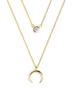 Pack 2 Collares Spark + Mini Moonset Plata Baño Oro