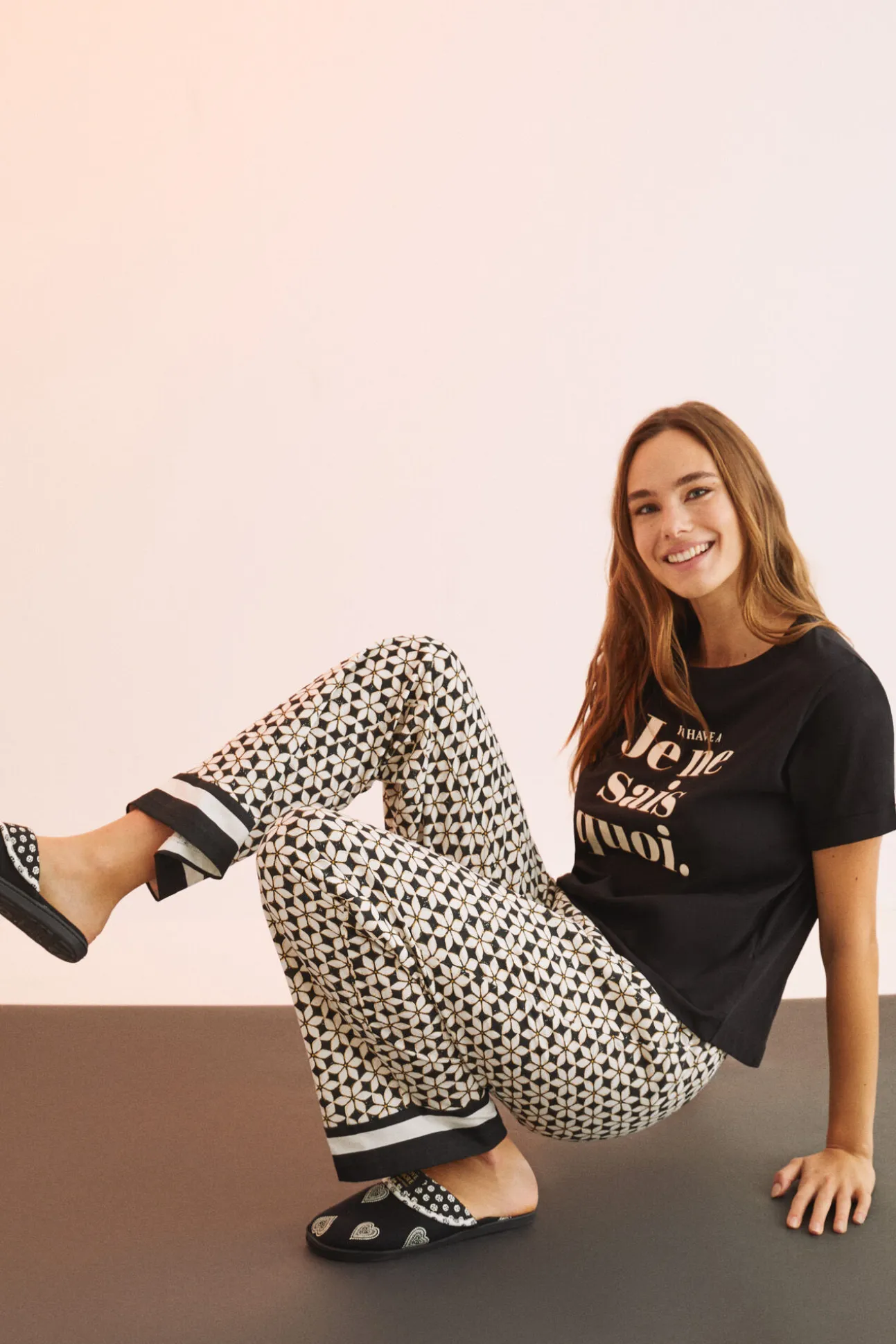 Pantalon 100% Algodon Estampado Geometrico