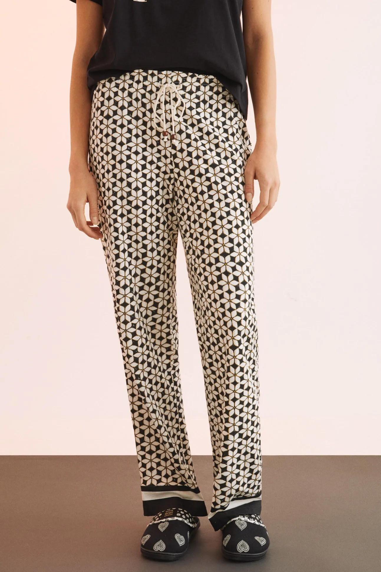 Pantalon 100% Algodon Estampado Geometrico