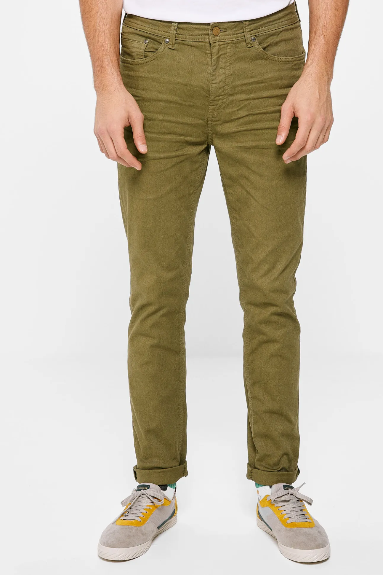 Pantalon 5 Bolsillo Color Skinny Lavado