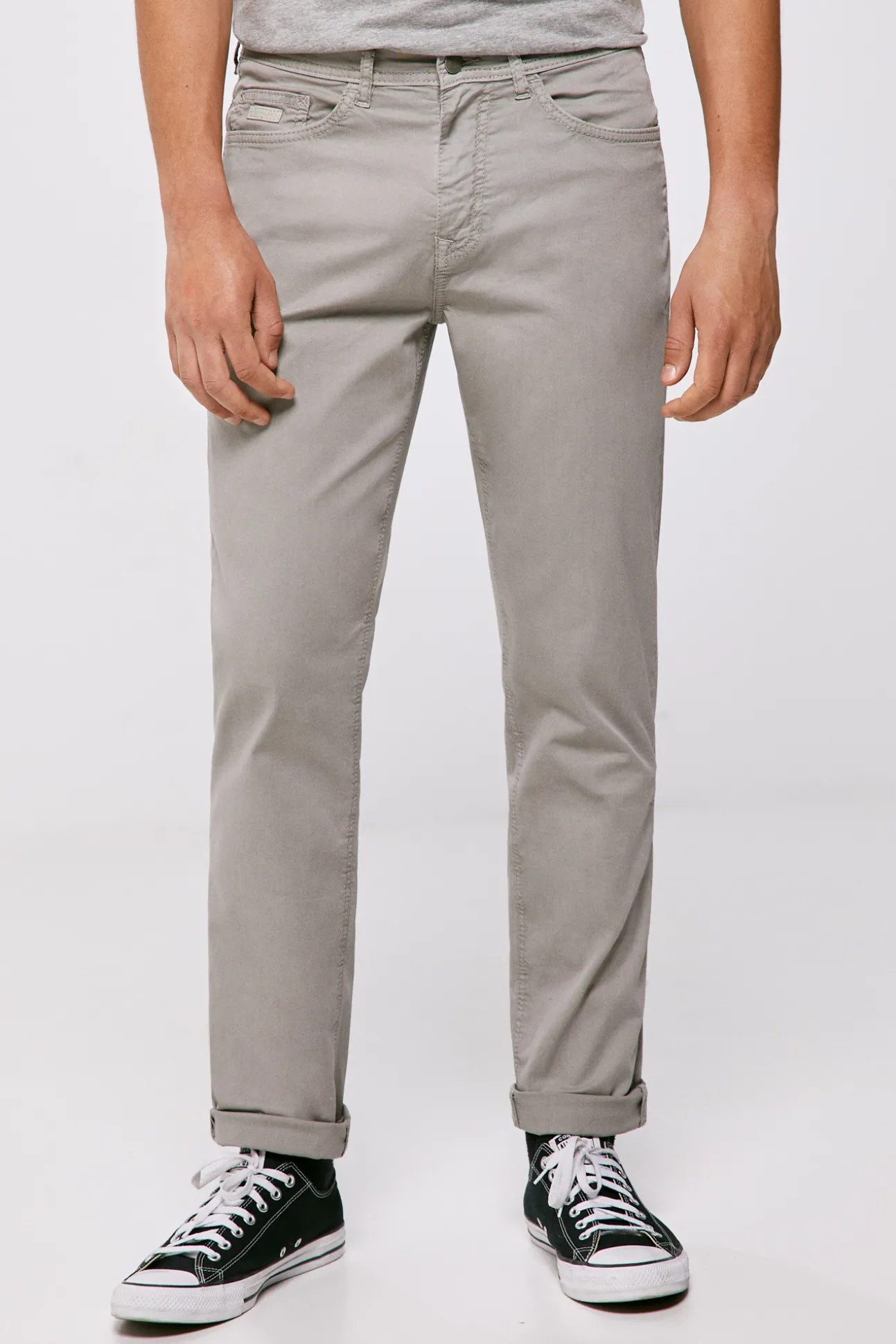 Pantalon 5 Bolsillos Ligero Color Slim Lavado