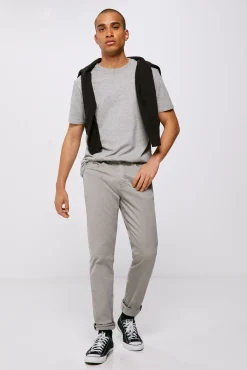 Pantalon 5 Bolsillos Ligero Color Slim Lavado