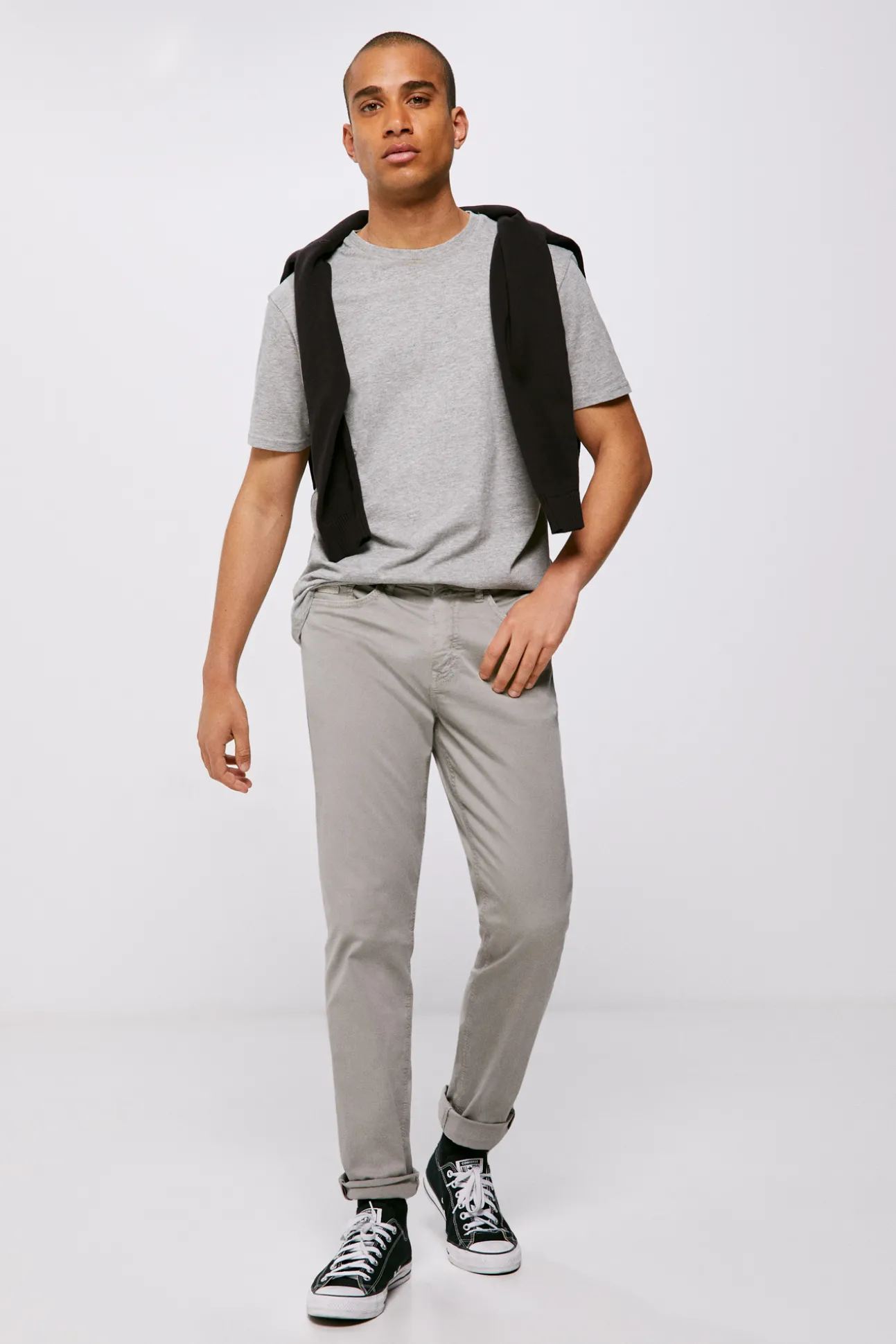 Pantalon 5 Bolsillos Ligero Color Slim Lavado