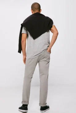 Pantalon 5 Bolsillos Ligero Color Slim Lavado