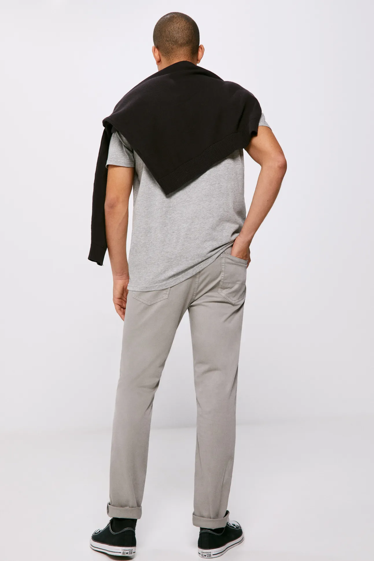 Pantalon 5 Bolsillos Ligero Color Slim Lavado