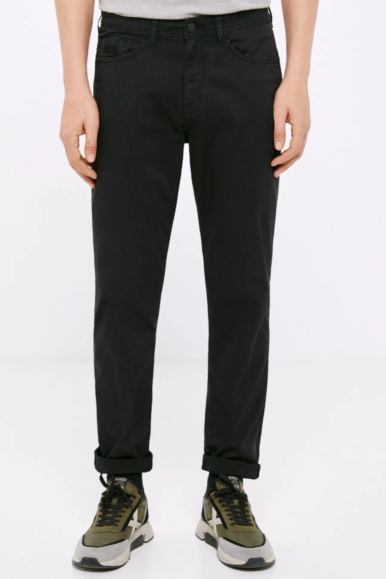 Pantalon 5 Bolsillos Ligero Color Slim Lavado