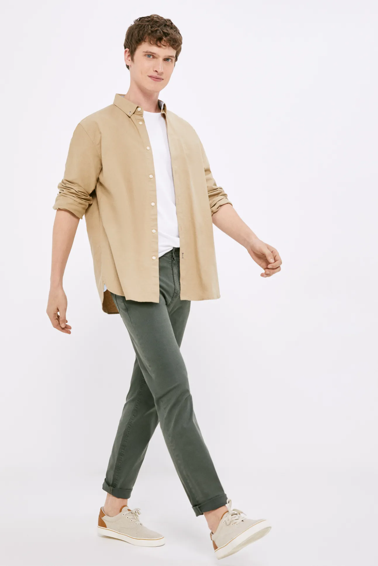 Pantalon 5 Bolsillos Ligero Color Slim Lavado