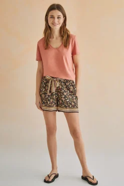 Pantalon Corto Estampado Negro