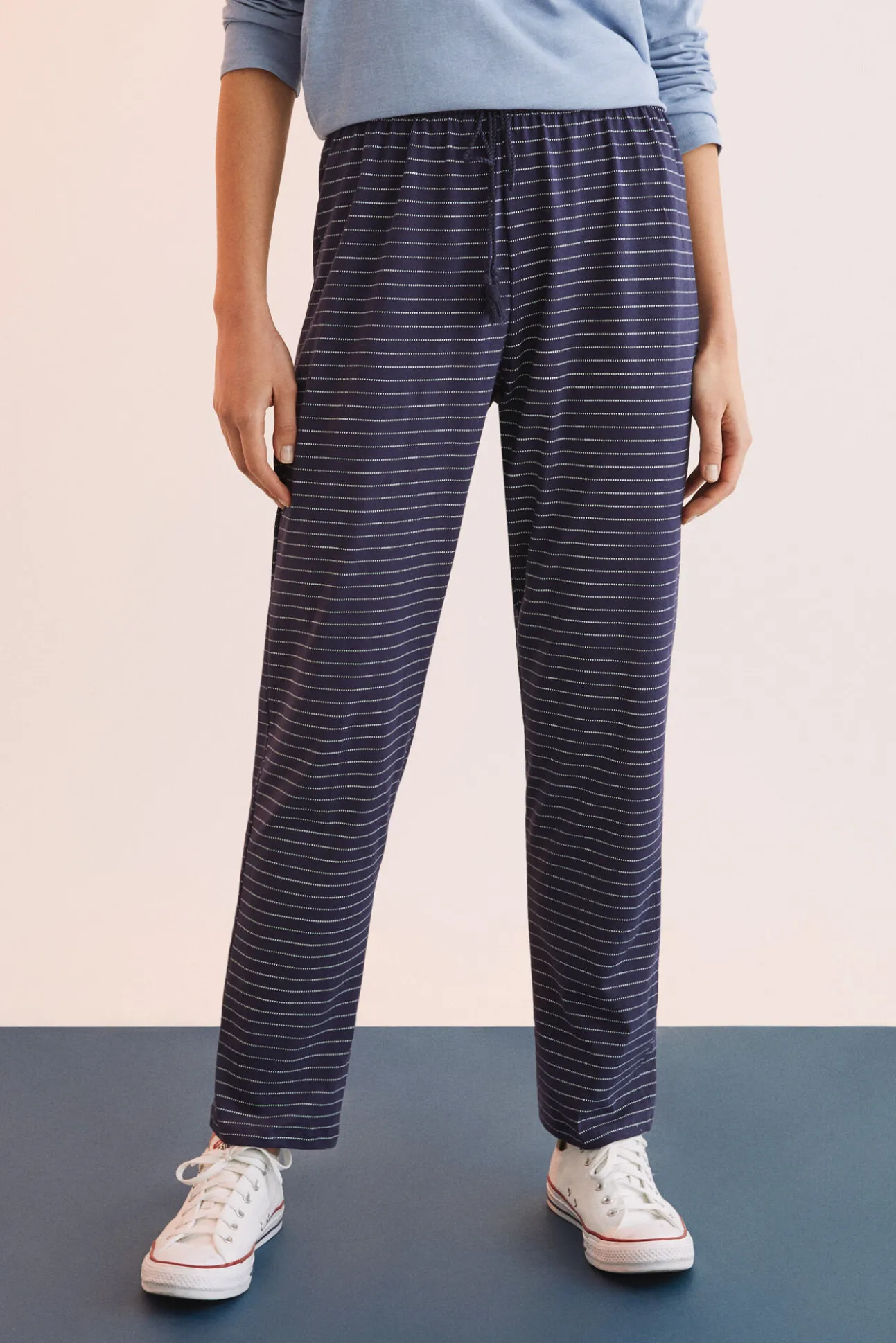 Pantalon Largo 100% Algodon Estampado Rayas