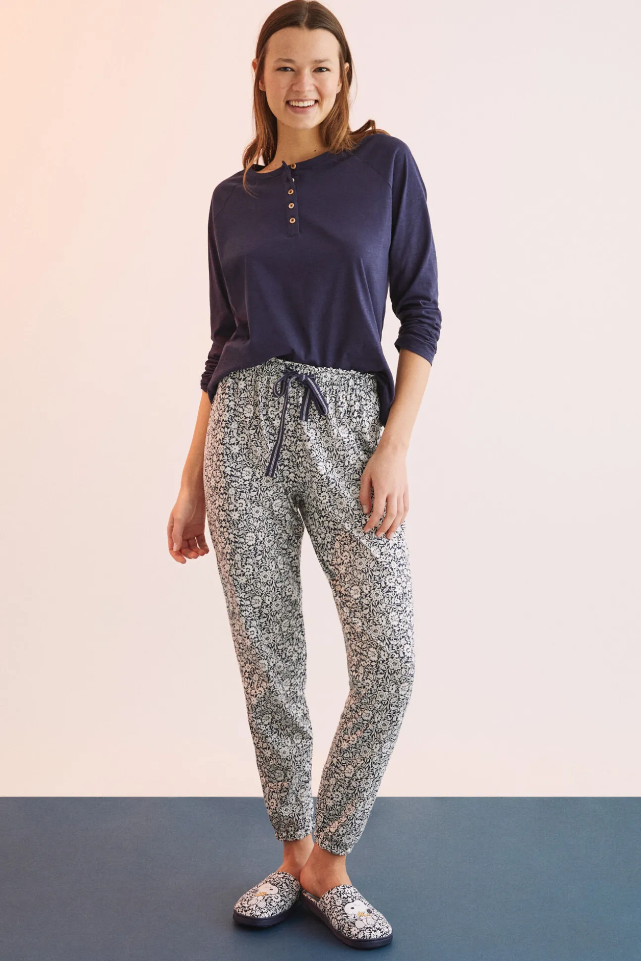 Pantalon Largo 100% Algodon Flores