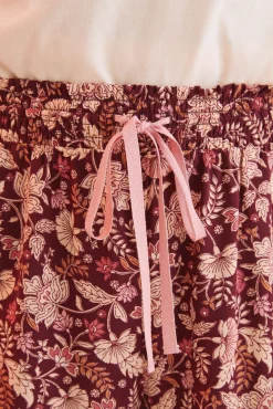 Pantalon Largo Flores Granate