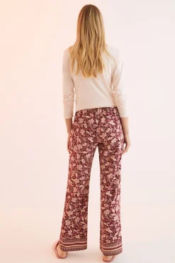 Pantalon Largo Flores Granate