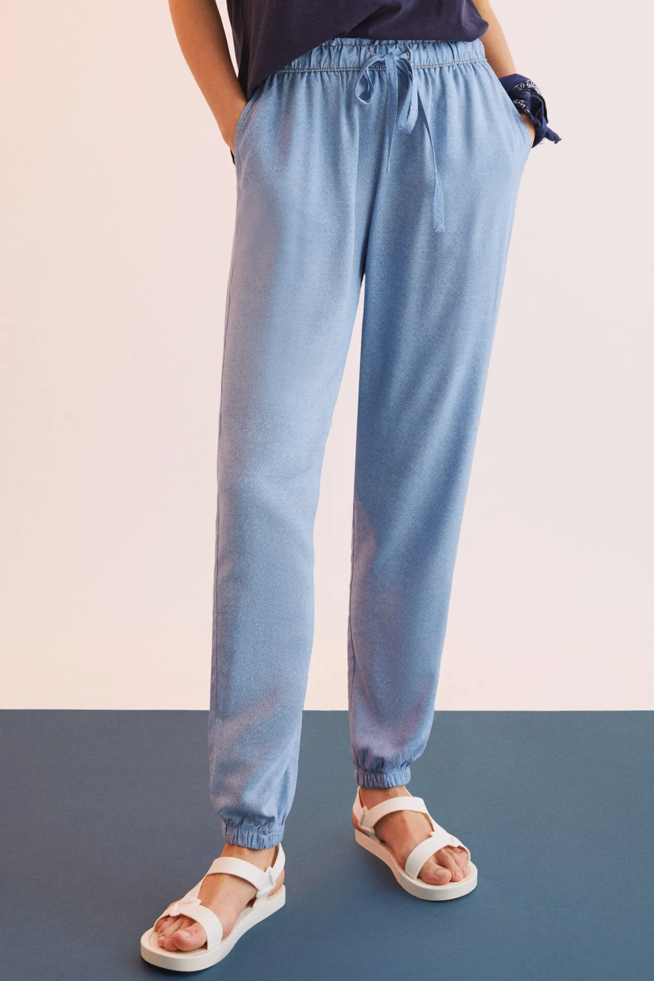 Pantalon Largo Viscosa Efecto Denim