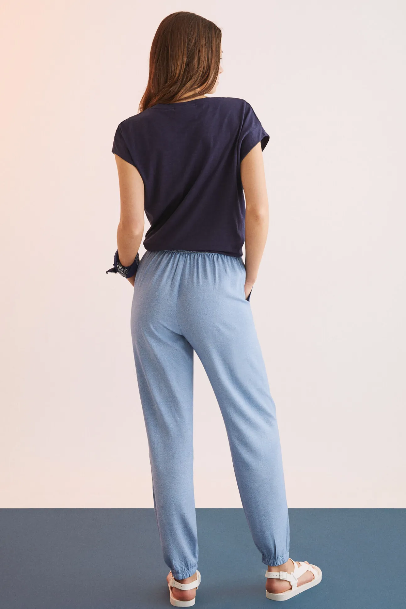 Pantalon Largo Viscosa Efecto Denim