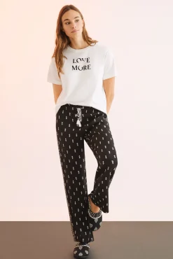 Pantalon Viscosa Estampado Blanco Y Negro