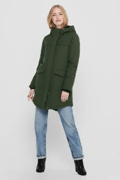 Parka 3/4 Bolsillos Con Capucha