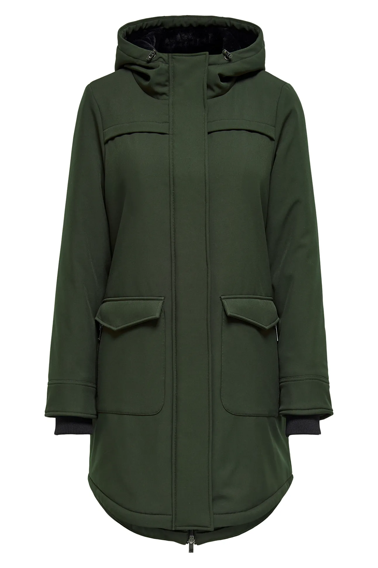 Parka 3/4 Bolsillos Con Capucha