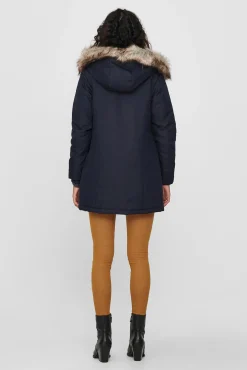 Parka Con Capucha Con Pelo Y Bolsillos