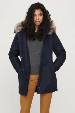 Parka Con Capucha Con Pelo Y Bolsillos