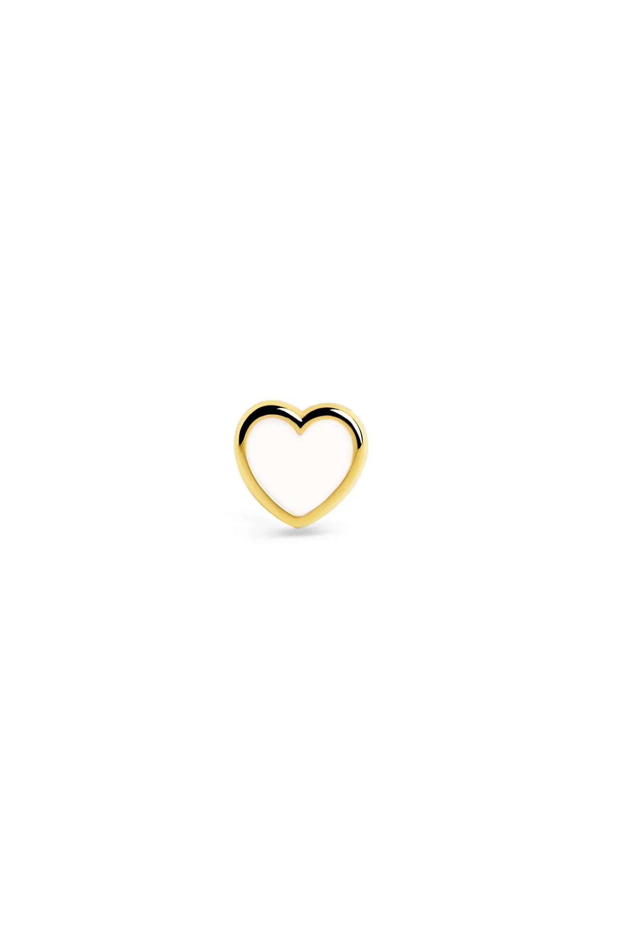 Pendiente Suelto Heart White Enamel Oro