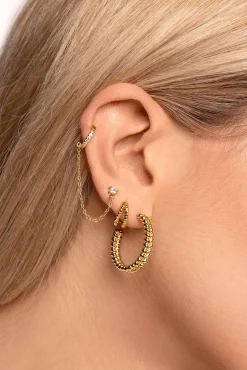 Pendientes Aro Cord Baño Oro