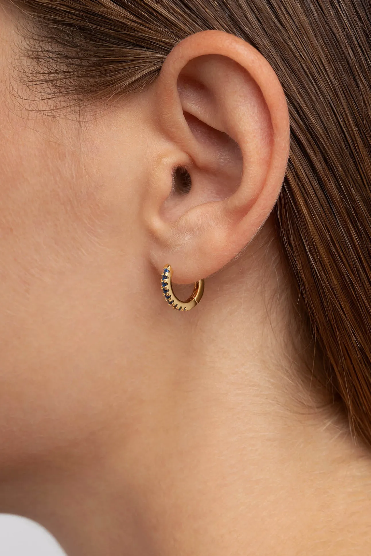 Pendientes Aro Navy Plata Baño Oro