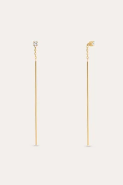 Pendientes Falling Stick Spark Plata Baño Oro