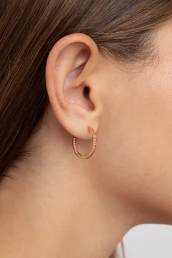 Pendientes Gleam Raspberry Plata Baño Oro