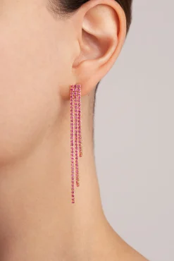 Pendientes Riviere Triple Raspberry Baño Oro